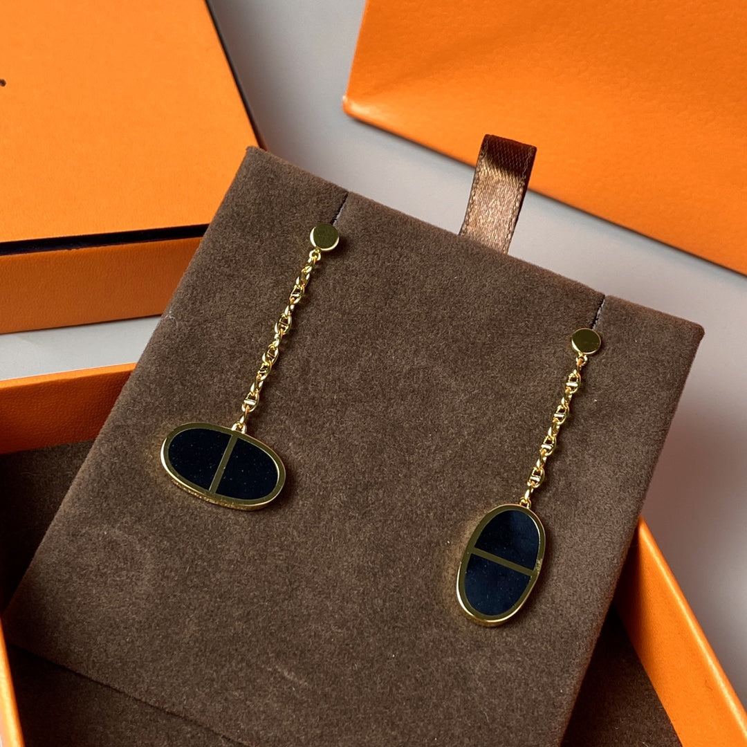 ¡®Armor-¡¯CHAINE VERSO BLACK CERAMIC EARRINGS