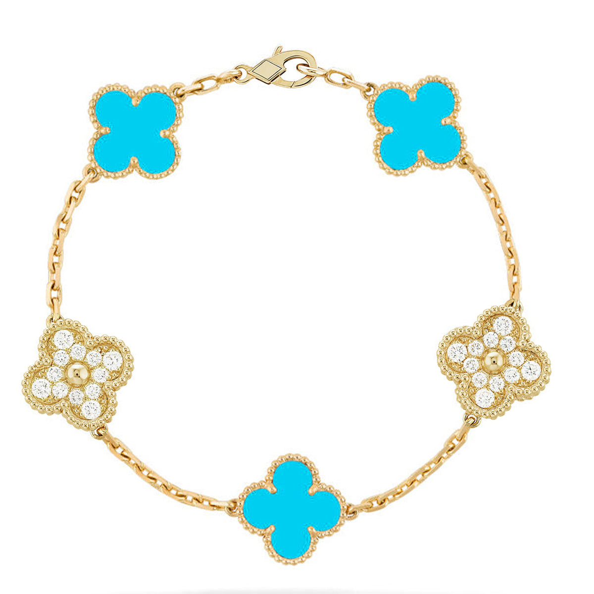 [Armor-]New  CLOVER 5 MOTIF TURQUOISE BRACELET COLLECTION