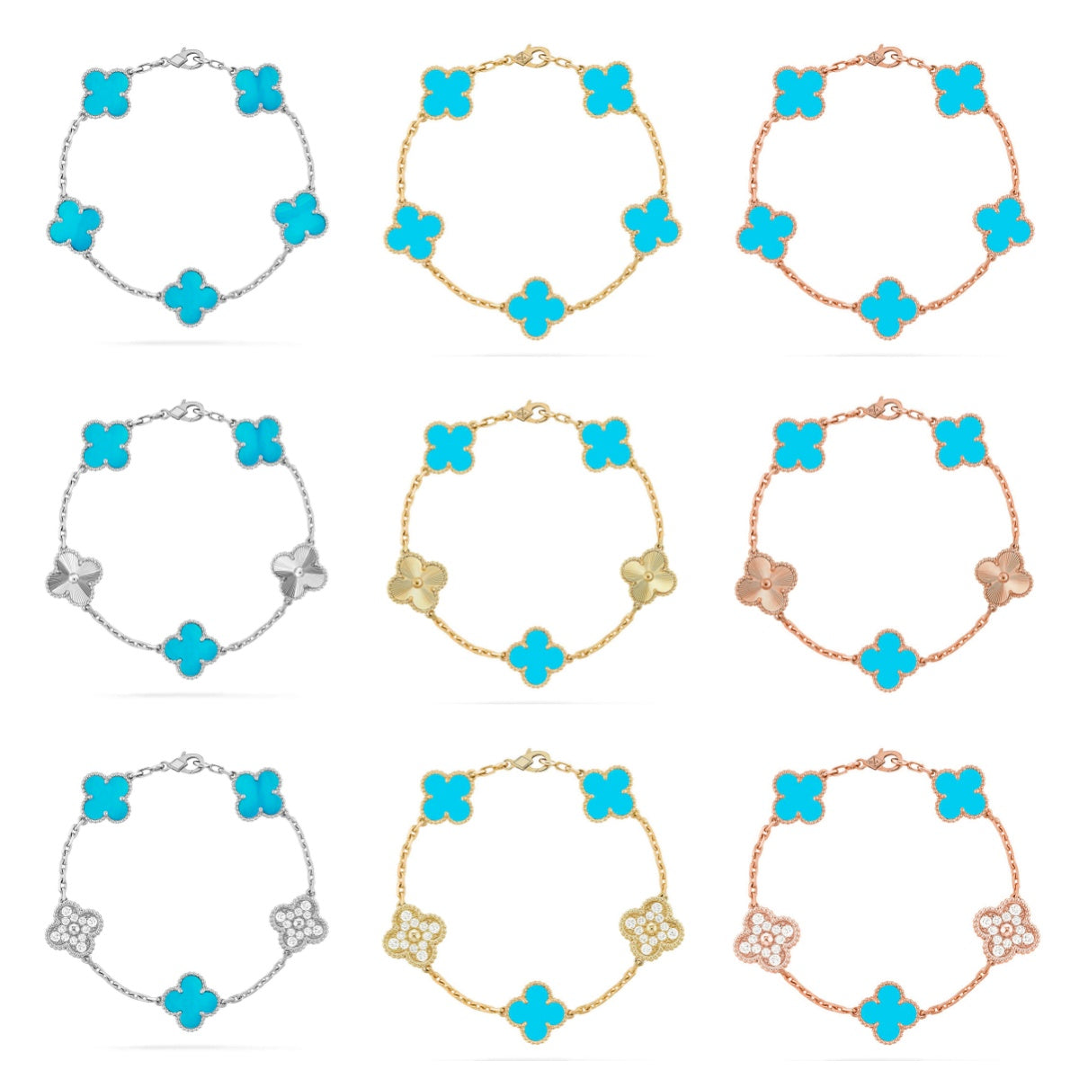 [Armor-]New  CLOVER 5 MOTIF TURQUOISE BRACELET COLLECTION