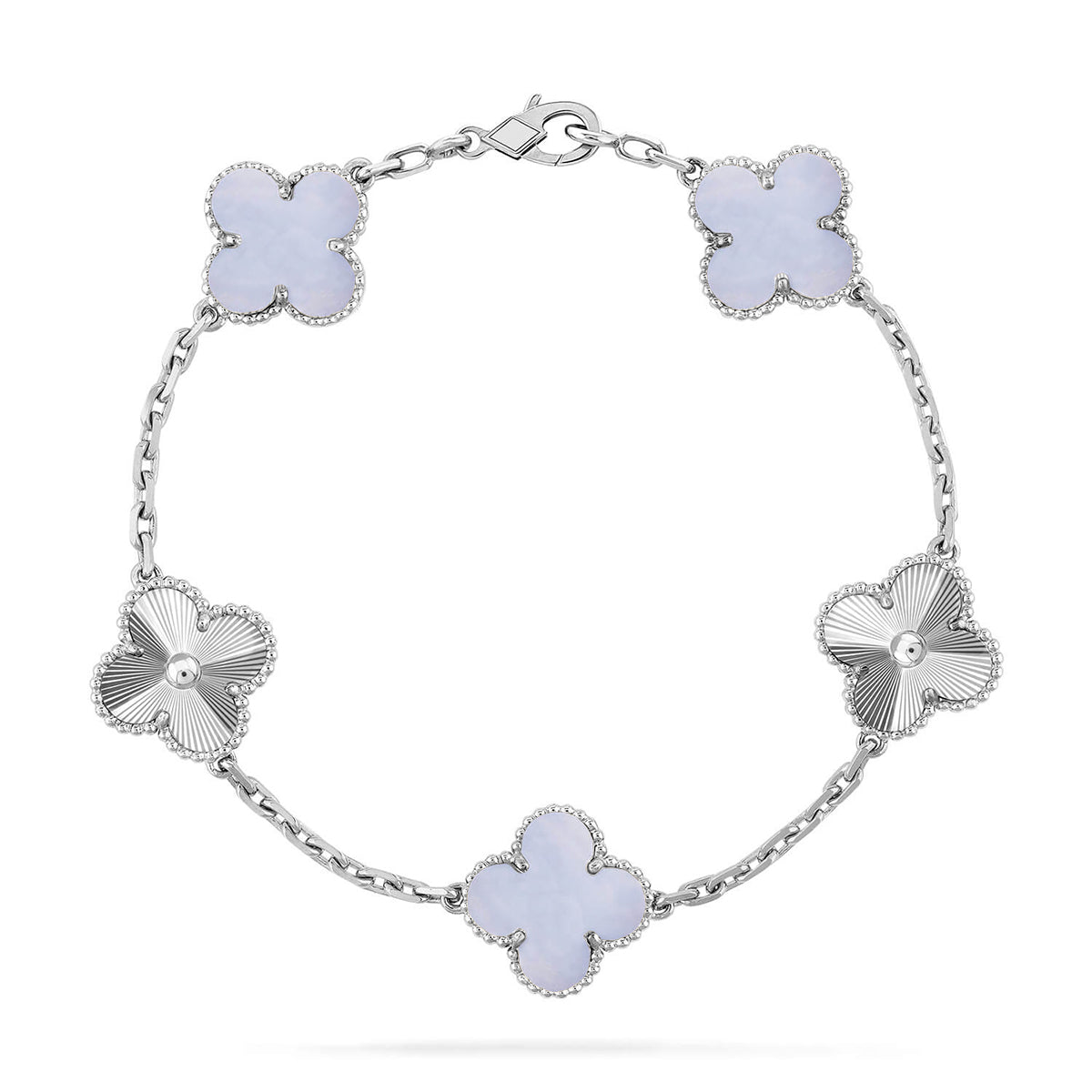 [Armor-]New  CLOVER 5 MOTIF PURPLE CHALCEDONY BRACELET COLLECTION