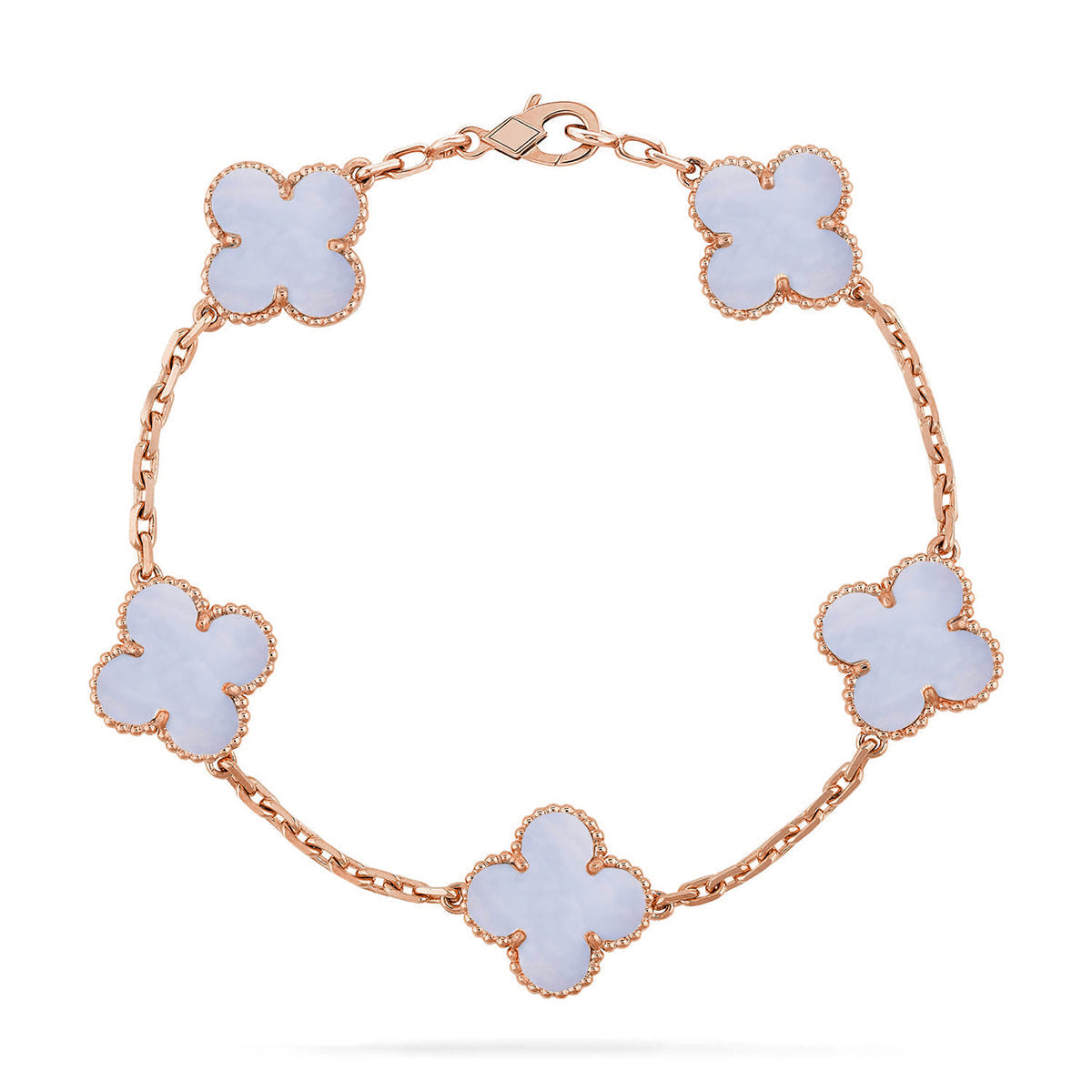 [Armor-]New  CLOVER 5 MOTIF PURPLE CHALCEDONY BRACELET COLLECTION