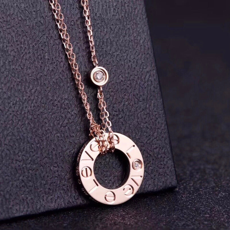 ¡®Armor-¡¯LOVE NECKLACE 16MM 2 DIAMONDS
