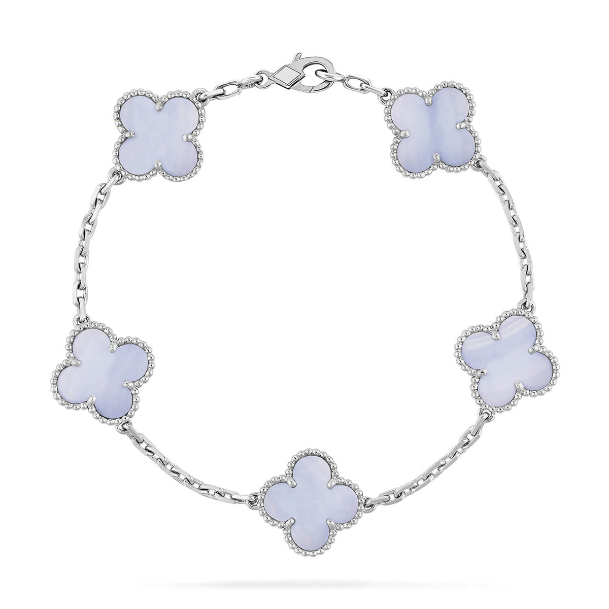 [Armor-]New  CLOVER 5 MOTIF PURPLE CHALCEDONY BRACELET COLLECTION