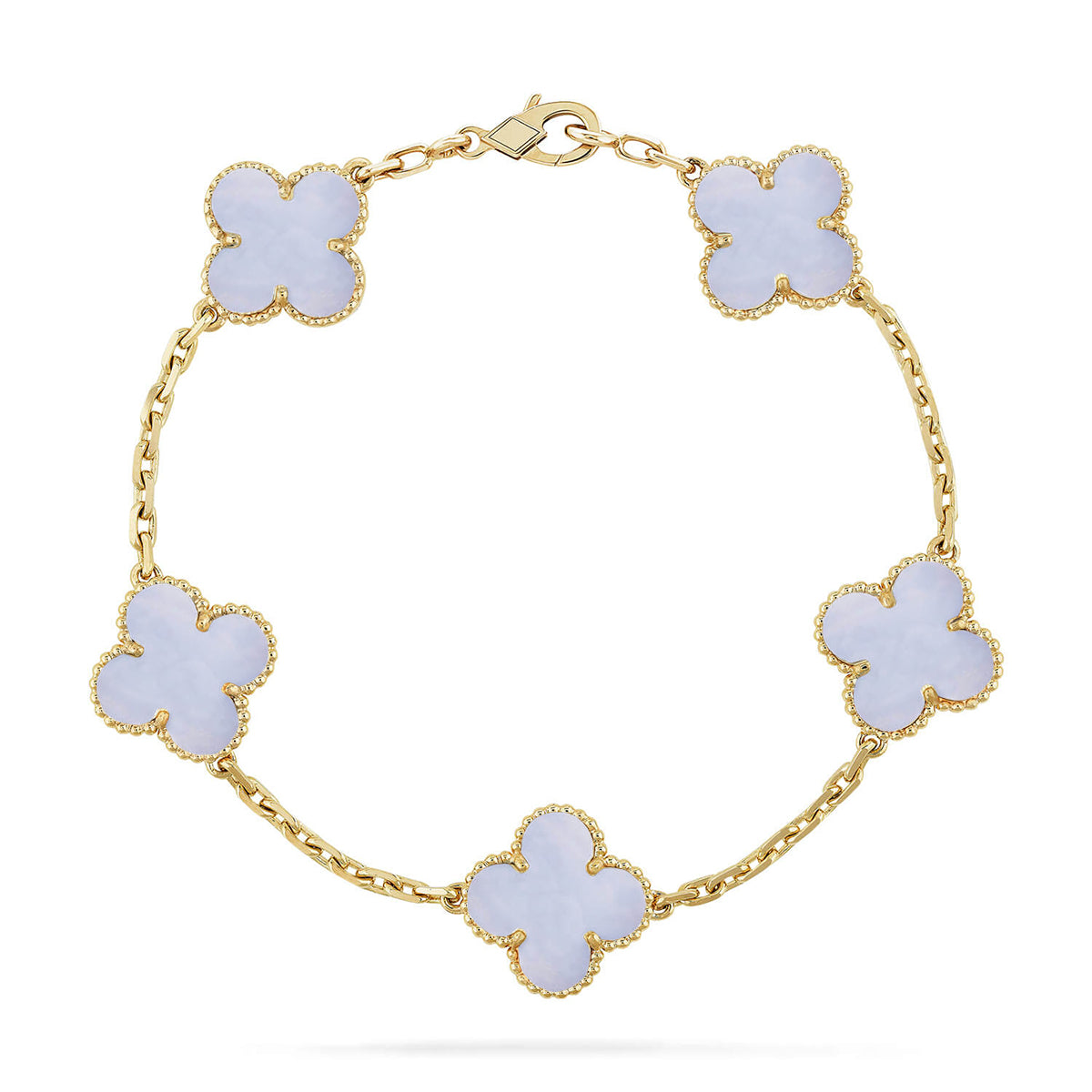 [Armor-]New  CLOVER 5 MOTIF PURPLE CHALCEDONY BRACELET COLLECTION