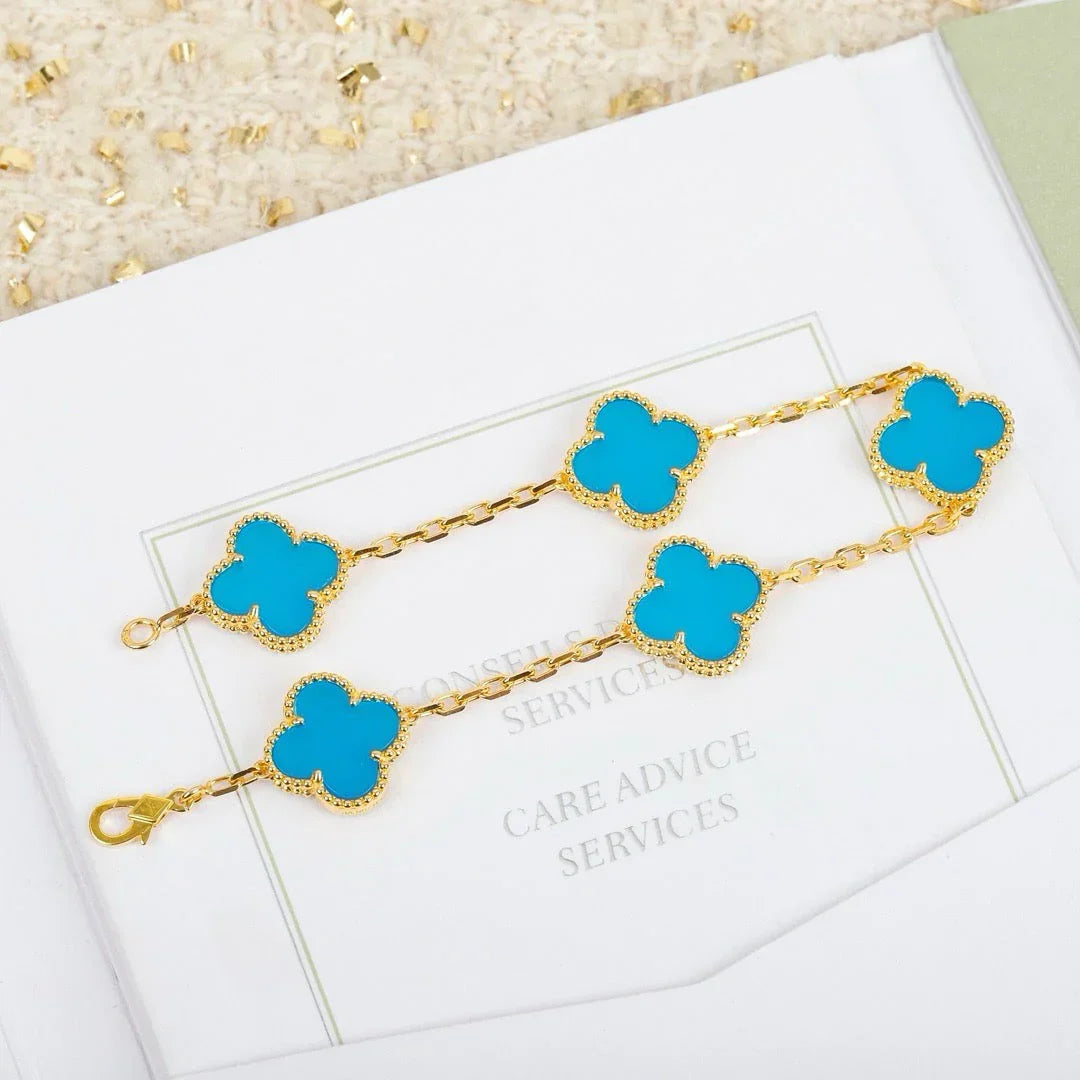[Armor-]New  CLOVER 5 MOTIF TURQUOISE BRACELET COLLECTION