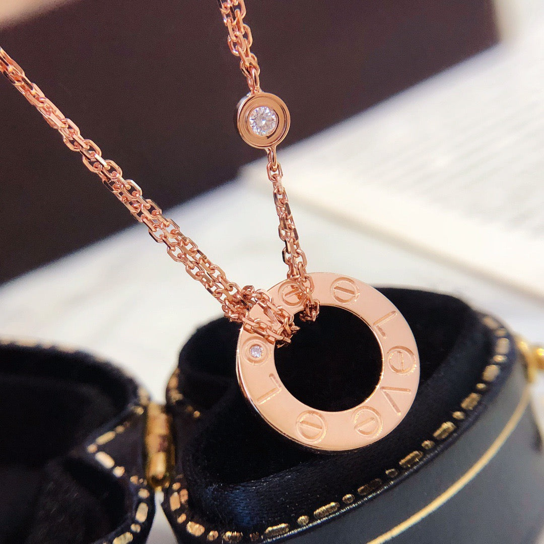 ¡®Armor-¡¯LOVE NECKLACE 16MM 2 DIAMONDS