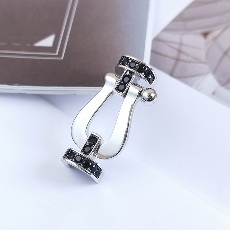 ¡®Armor-¡¯FORCE LARGE HORSESHOE BLACK DIAMOND BRACELET SILVER