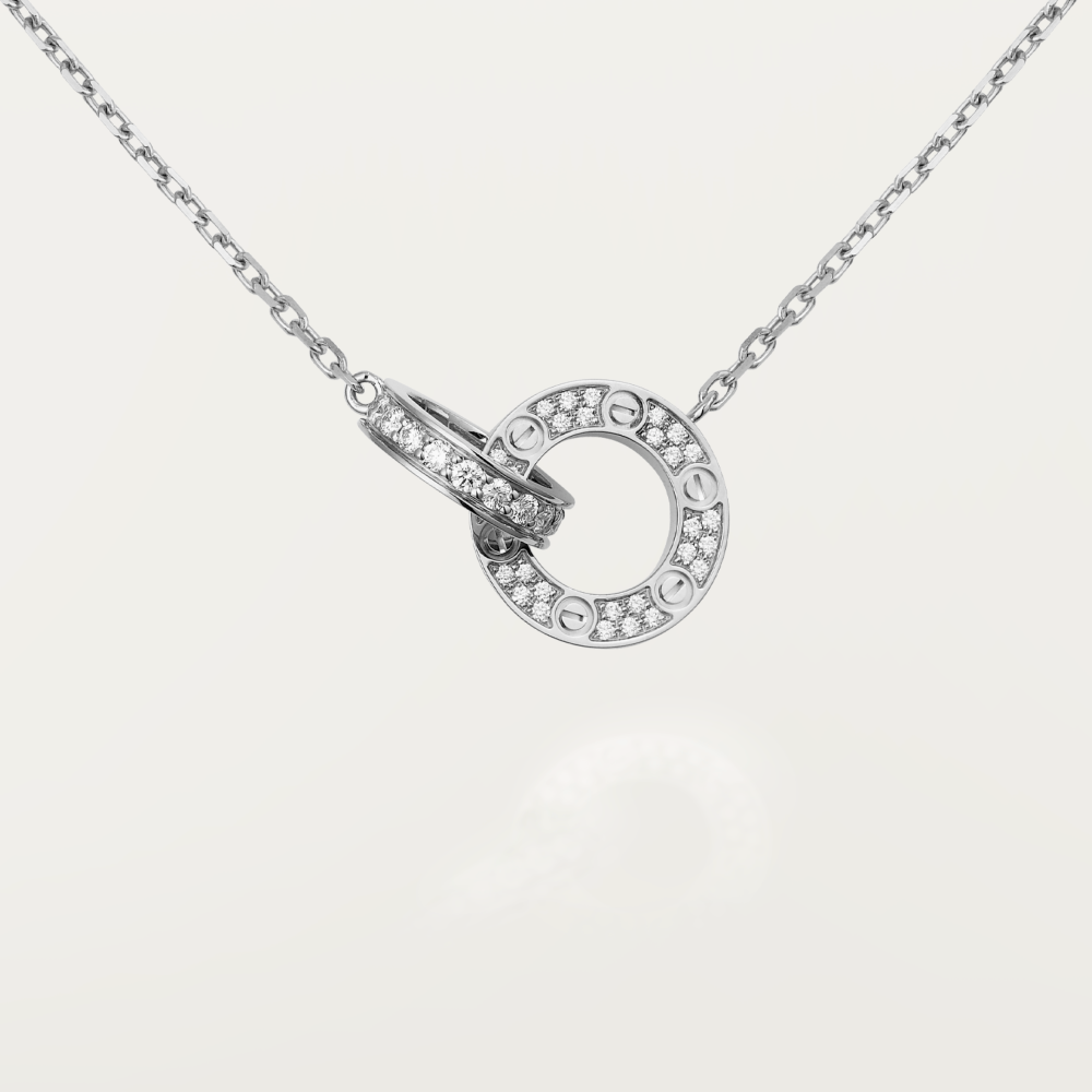 ¡®Armor-¡¯LOVE 7.6MM NECKLACE ROSE GOLD AND SILVER  FULL DIAMOND