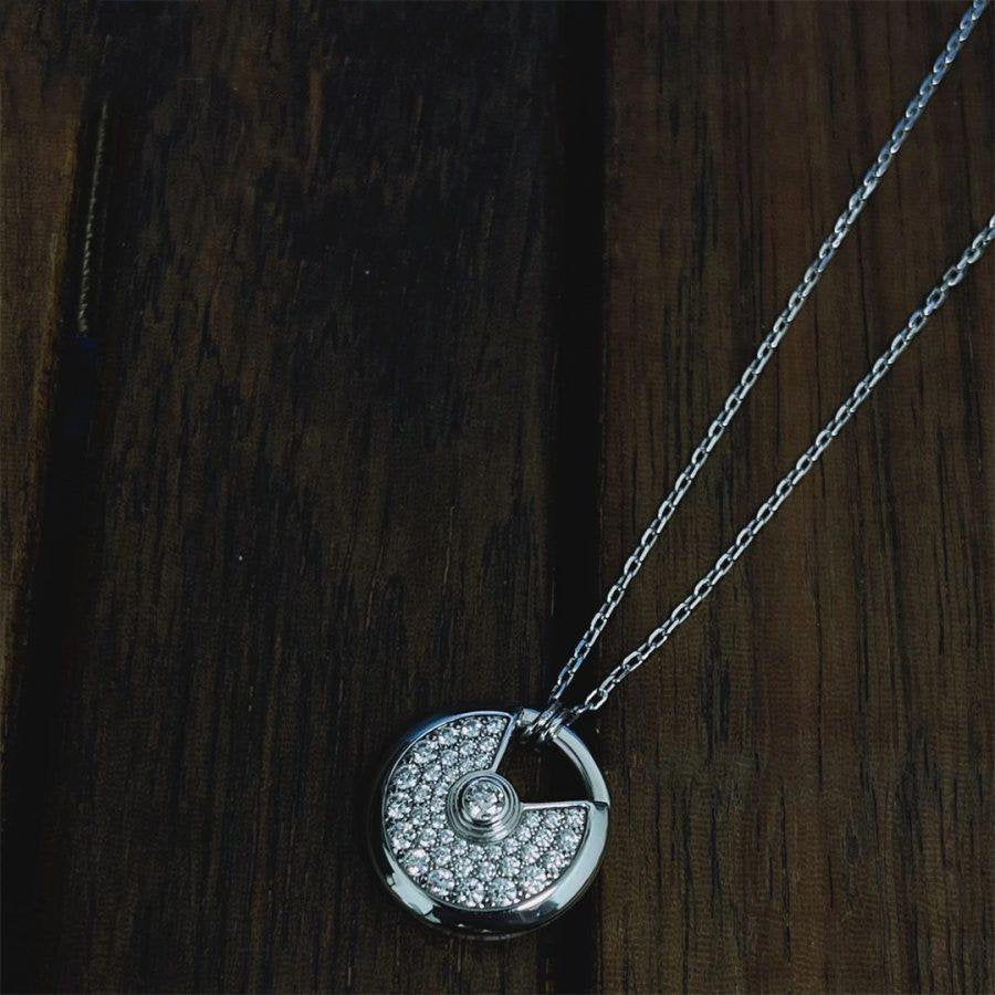 ¡®Armor-¡¯AMULETTE SILVER FULL DIAMOND NECKLACE
