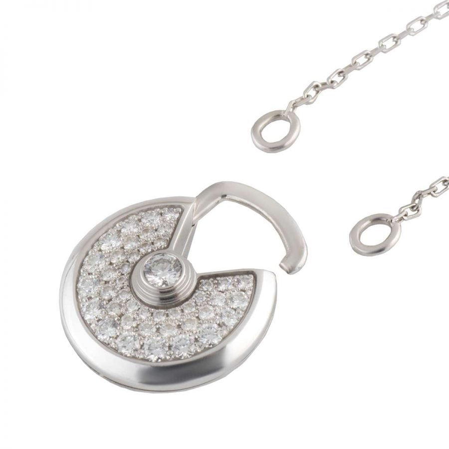 ¡®Armor-¡¯AMULETTE SILVER FULL DIAMOND NECKLACE