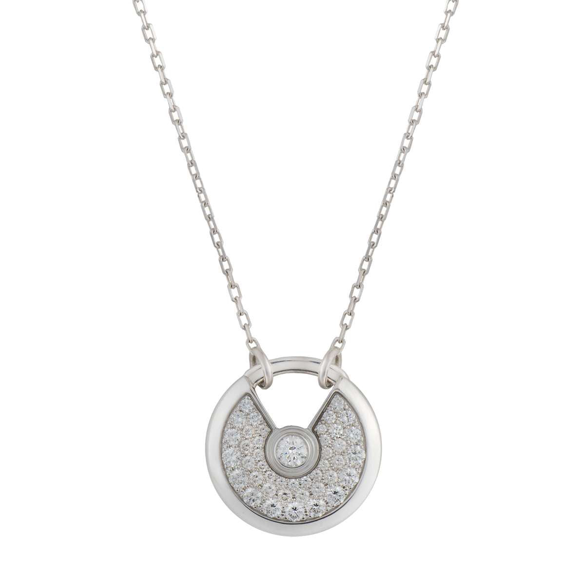 ¡®Armor-¡¯AMULETTE SILVER FULL DIAMOND NECKLACE