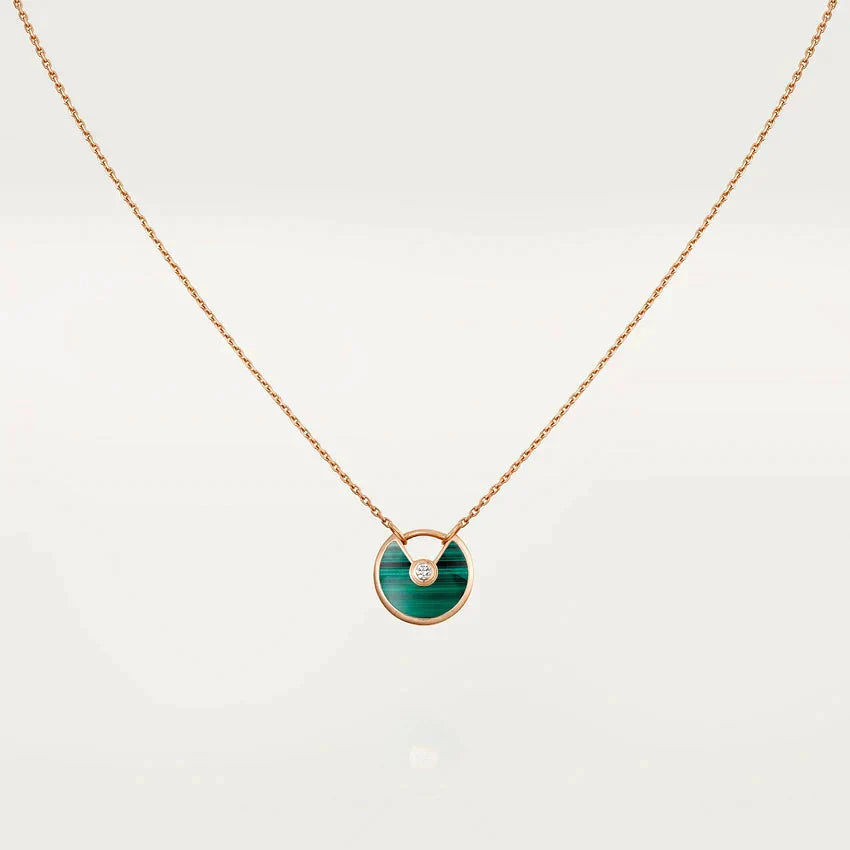¡®Armor-¡¯AMULETTE ROSE GOLD MALACHITE NECKLACE