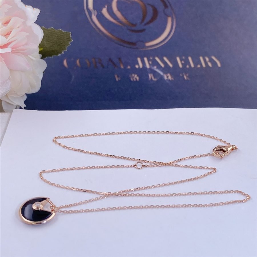 ¡®Armor-¡¯AMULETTE ROSE GOLD ONYX NECKLACE