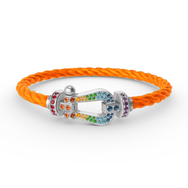 ¡®Armor-¡¯FORC LARGE HORSESHOE  COLORED DIAMOND BRACELET SILVER