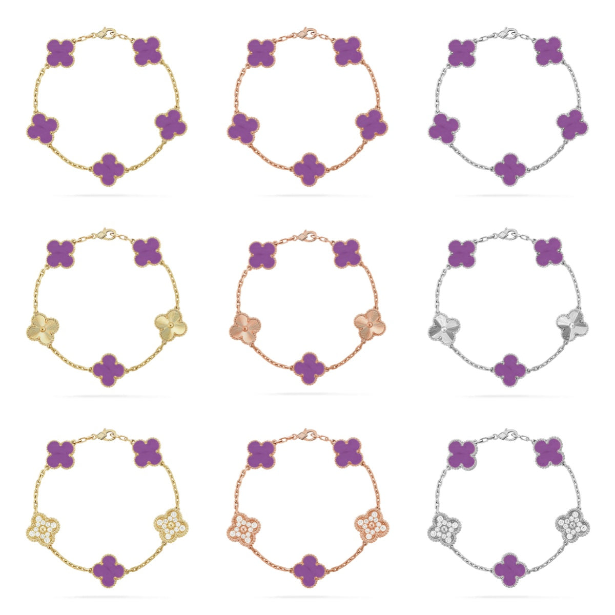 [Armor-]New  CLOVER 5 MOTIF VIOLET BRACELET COLLECTION