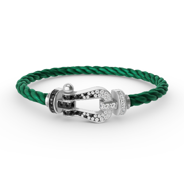 ¡®Armor-¡¯FORCE LARGE HORSESHOE BLACK WHITE DIAMOND BRACELET SILVER