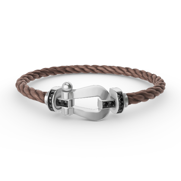 ¡®Armor-¡¯FORCE LARGE HORSESHOE BLACK DIAMOND BRACELET SILVER