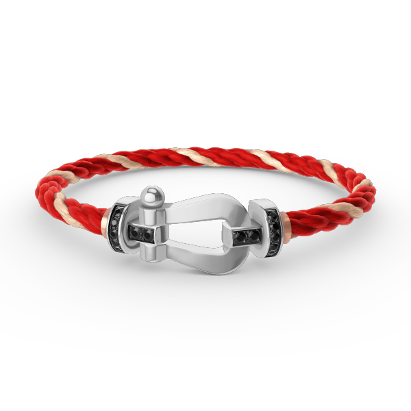 ¡®Armor-¡¯FORCE LARGE HORSESHOE BLACK DIAMOND BRACELET SILVER