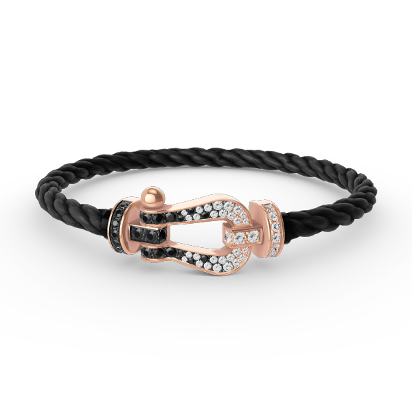 ¡®Armor-¡¯FORCE LARGE HORSESHOE BLACK WHITE DIAMOND BRACELET ROSE GOLD