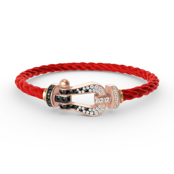 ¡®Armor-¡¯FORCE LARGE HORSESHOE BLACK WHITE DIAMOND BRACELET ROSE GOLD