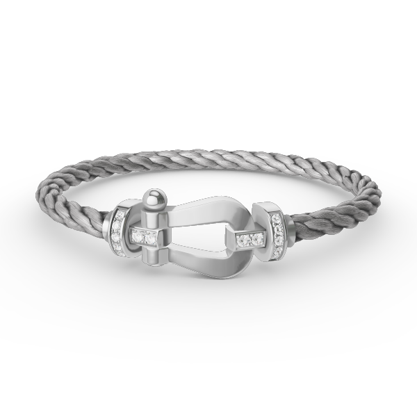 ¡®Armor-¡¯FORCE LARGE HORSESHOE HALF DIAMOND BRACELET SILVER